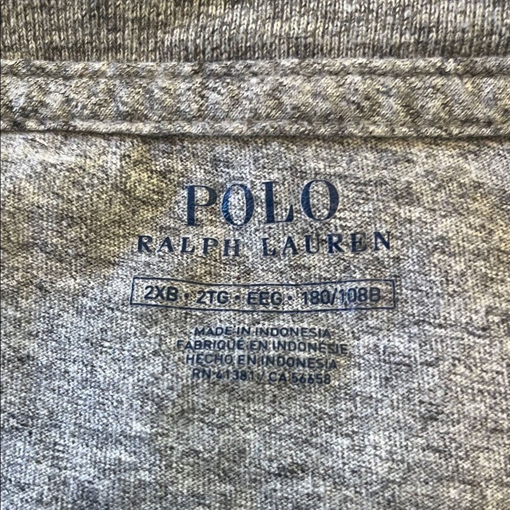 Polo by Ralph Lauren Long Sleeve Tee in Heather Gray with Navy Logo
